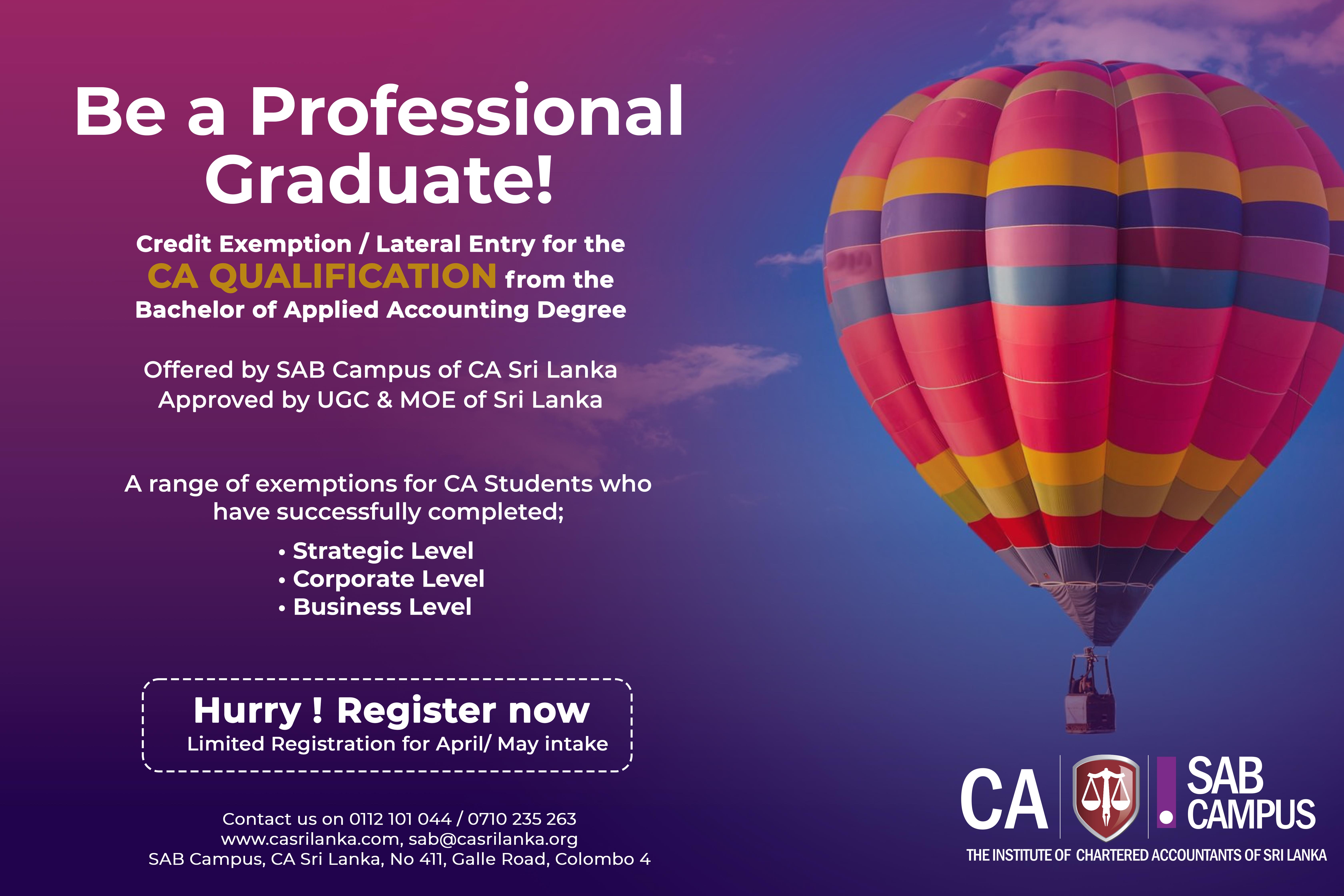 Credit exemptions from bachelor of science in applied accounting degree